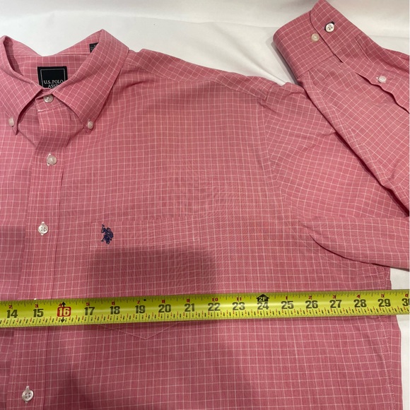 U.S. Polo Assn. Mens Size 18/18.5 XXL Pink Checkered Button-Down Long Sleeve - Picture 12 of 12